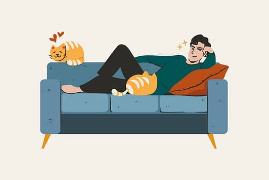 Person relaxing on sofa